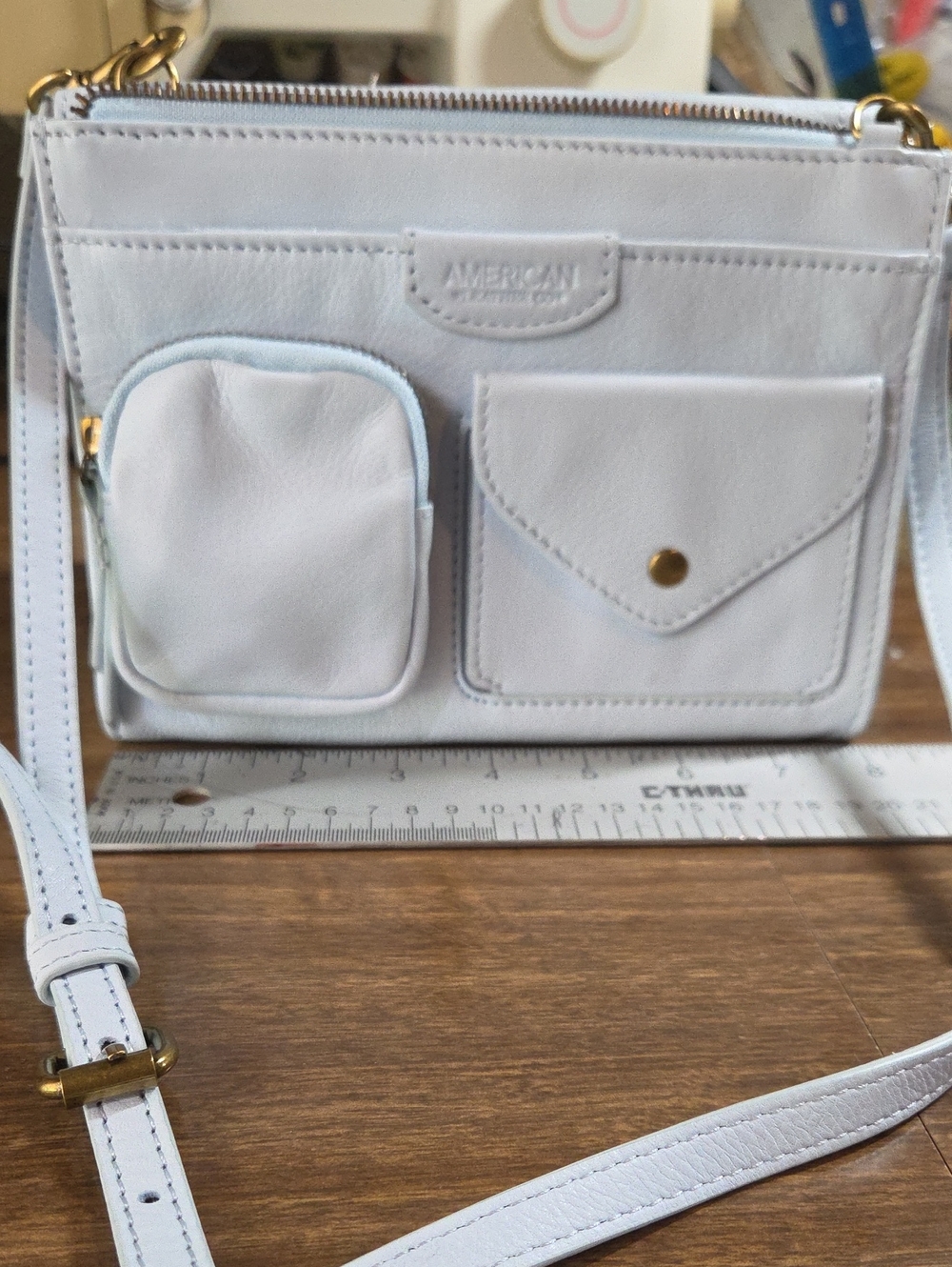 American Eagle Outfitters Powder Blue Front-Pocket Crossbody Bag
